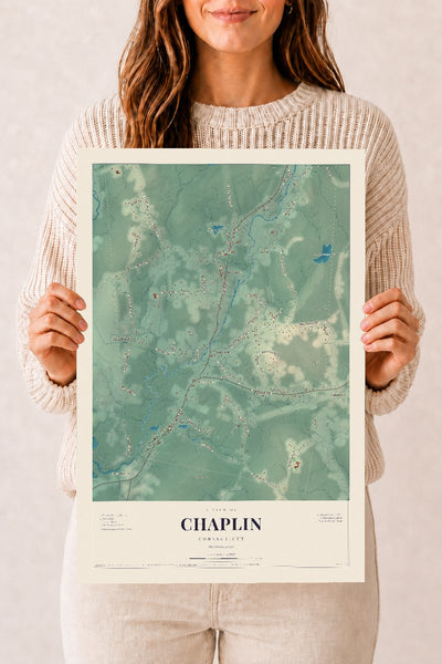 Chaplin, Connecticut map print, 12" x 18", Archival Matte Print