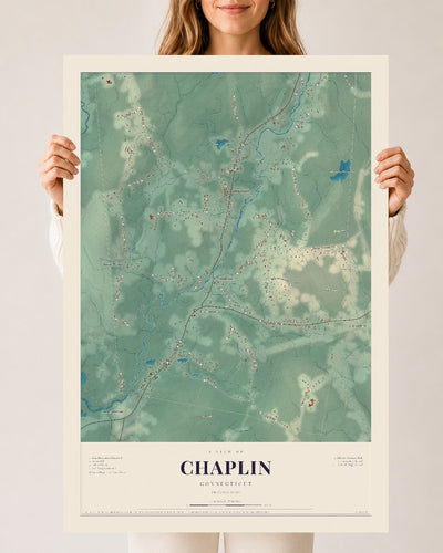Chaplin, Connecticut map print, 24" x 36", Archival Matte Print
