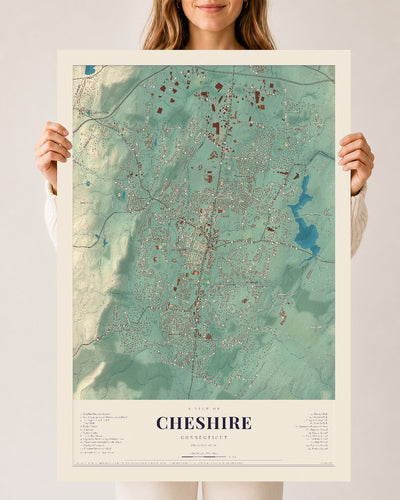 Cheshire, Connecticut map print, 24" x 36", Archival Matte Print