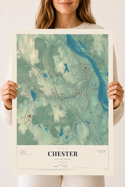 Chester, Connecticut map print, 18" x 24", Archival Matte Print