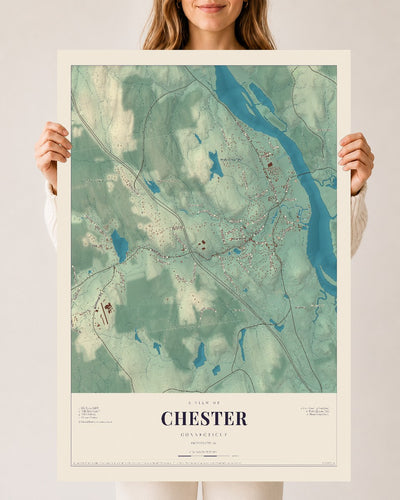 Chester, Connecticut map print, 24" x 36", Archival Matte Print