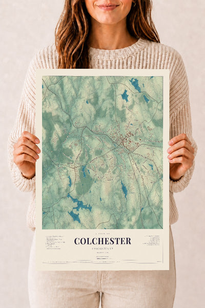 Colchester, Connecticut map print, 12" x 18", Archival Matte Print