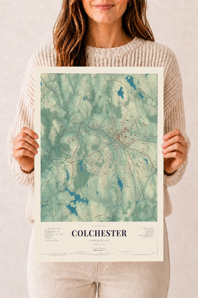 Colchester, Connecticut map print, 12" x 18", Archival Matte Print
