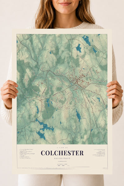 Colchester, Connecticut map print, 18" x 24", Archival Matte Print