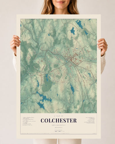 Colchester, Connecticut map print, 24" x 36", Archival Matte Print