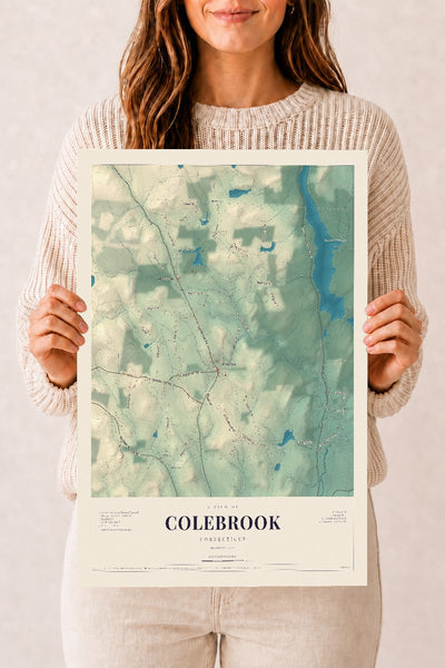 Colebrook, Connecticut map print, 12" x 18", Archival Matte Print