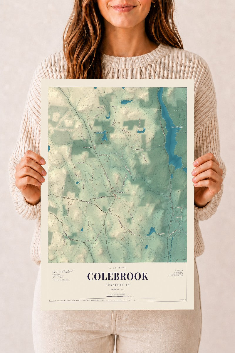 Colebrook, Connecticut map print, 12" x 18", Archival Matte Print
