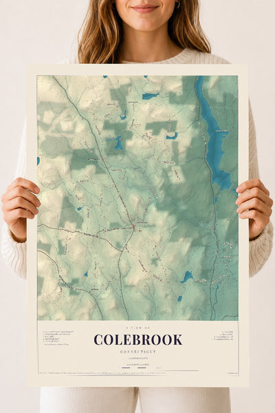 Colebrook, Connecticut map print, 18" x 24", Archival Matte Print