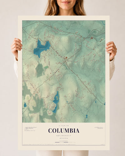 Columbia, Connecticut map print, 24" x 36", Archival Matte Print
