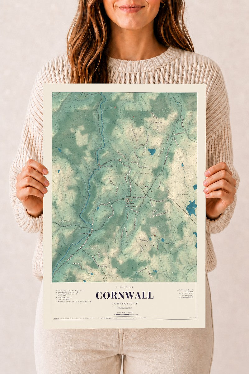 Cornwall, Connecticut map print, 12" x 18", Archival Matte Print