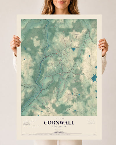 Cornwall, Connecticut map print, 24" x 36", Archival Matte Print