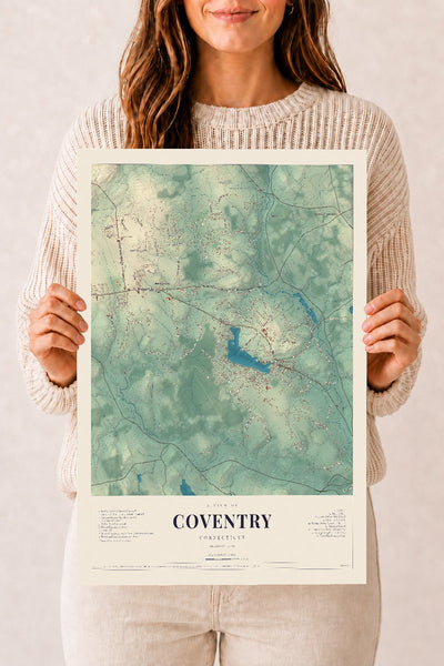 Coventry, Connecticut map print, 12" x 18", Archival Matte Print