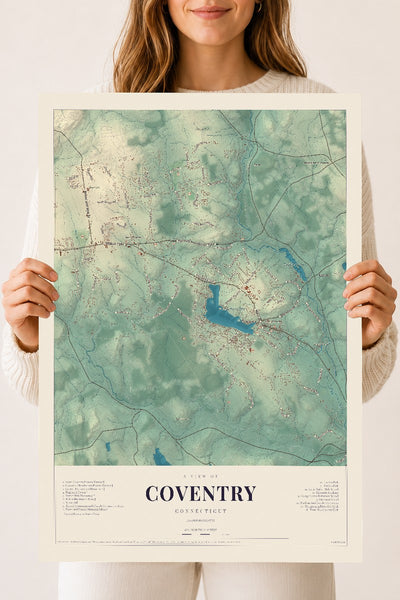 Coventry, Connecticut map print, 18" x 24", Archival Matte Print