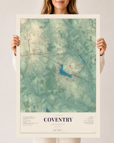 Coventry, Connecticut map print, 24" x 36", Archival Matte Print