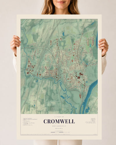 Cromwell, Connecticut map print, 24" x 36", Archival Matte Print