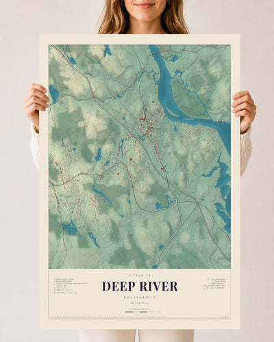 Deep River, Connecticut map print, 24" x 36", Archival Matte Print