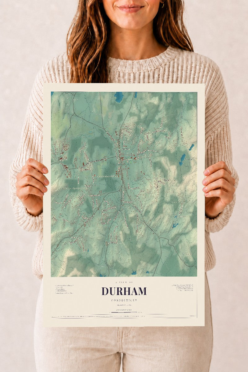 Durham, Connecticut map print, 12" x 18", Archival Matte Print