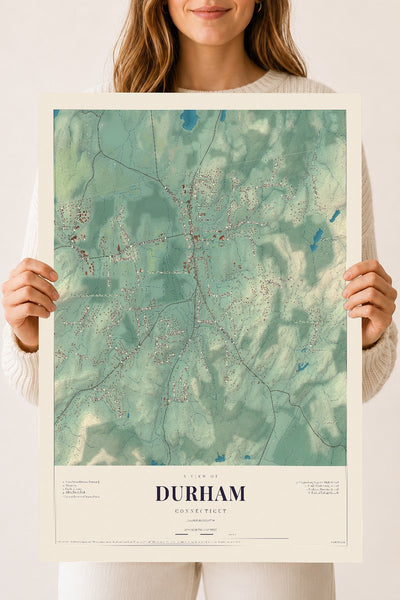 Durham, Connecticut map print, 18" x 24", Archival Matte Print