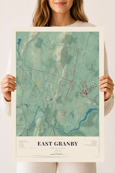 East Granby, Connecticut map print, 18" x 24", Archival Matte Print