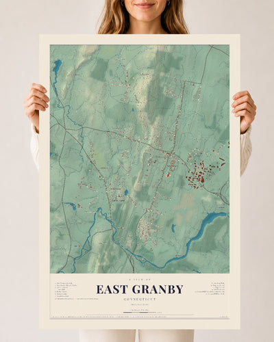 East Granby, Connecticut map print, 24" x 36", Archival Matte Print
