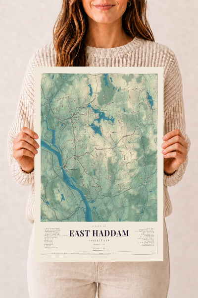 East Haddam, Connecticut map print, 12" x 18", Archival Matte Print