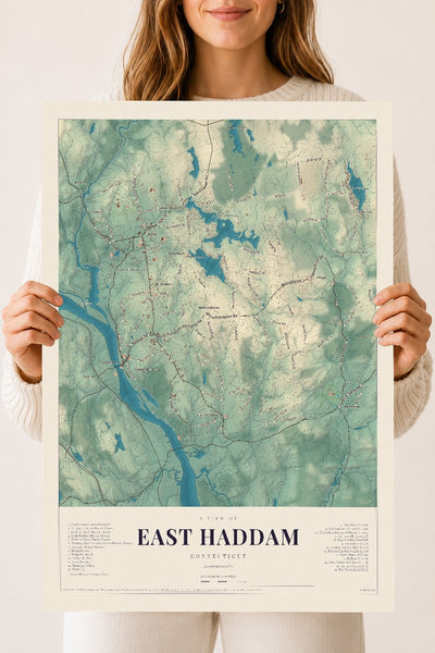 East Haddam, Connecticut map print, 18" x 24", Archival Matte Print