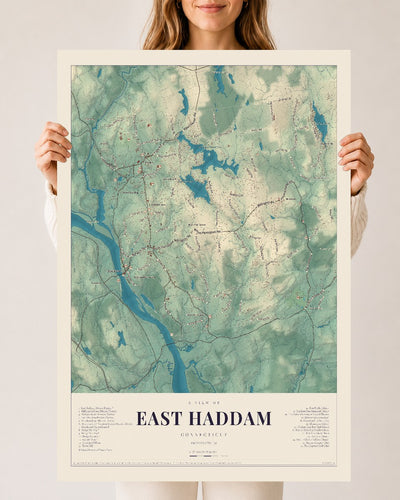 East Haddam, Connecticut map print, 24" x 36", Archival Matte Print
