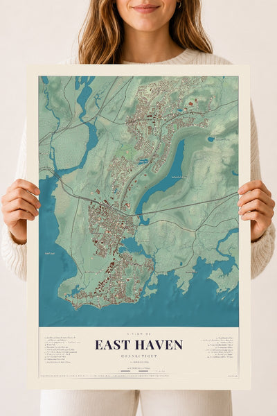 East Haven, Connecticut map print, 18" x 24", Archival Matte Print