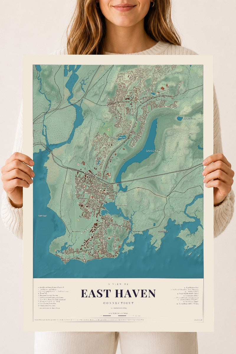 East Haven, Connecticut map print, 18" x 24", Archival Matte Print
