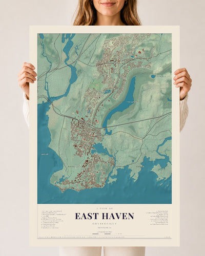East Haven, Connecticut map print, 24" x 36", Archival Matte Print