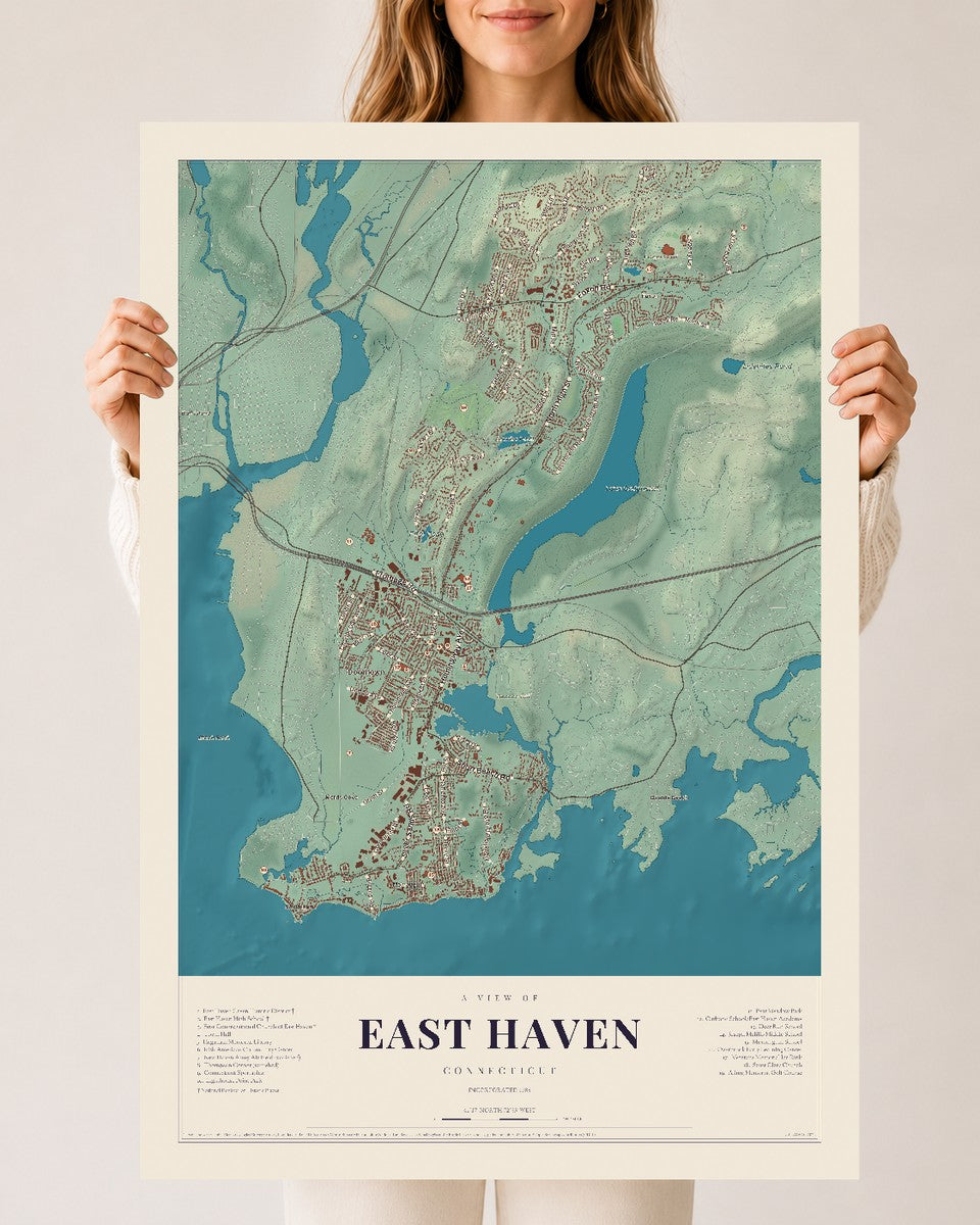 East Haven, Connecticut map print, 24" x 36", Archival Matte Print