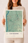 Map of East Windsor, Connecticut, 12 x 18 inch unframed archival matte print