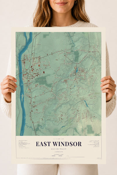 East Windsor, Connecticut map print, 18" x 24", Archival Matte Print