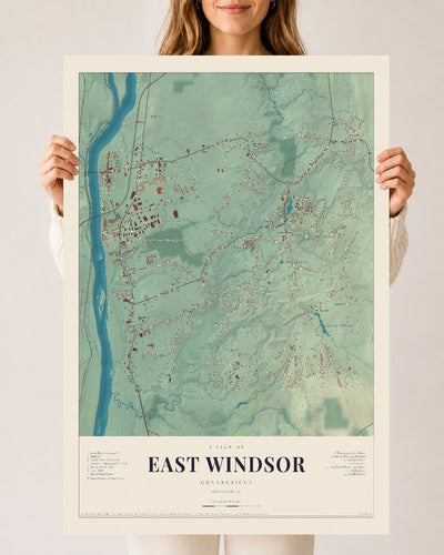 East Windsor, Connecticut map print, 24" x 36", Archival Matte Print