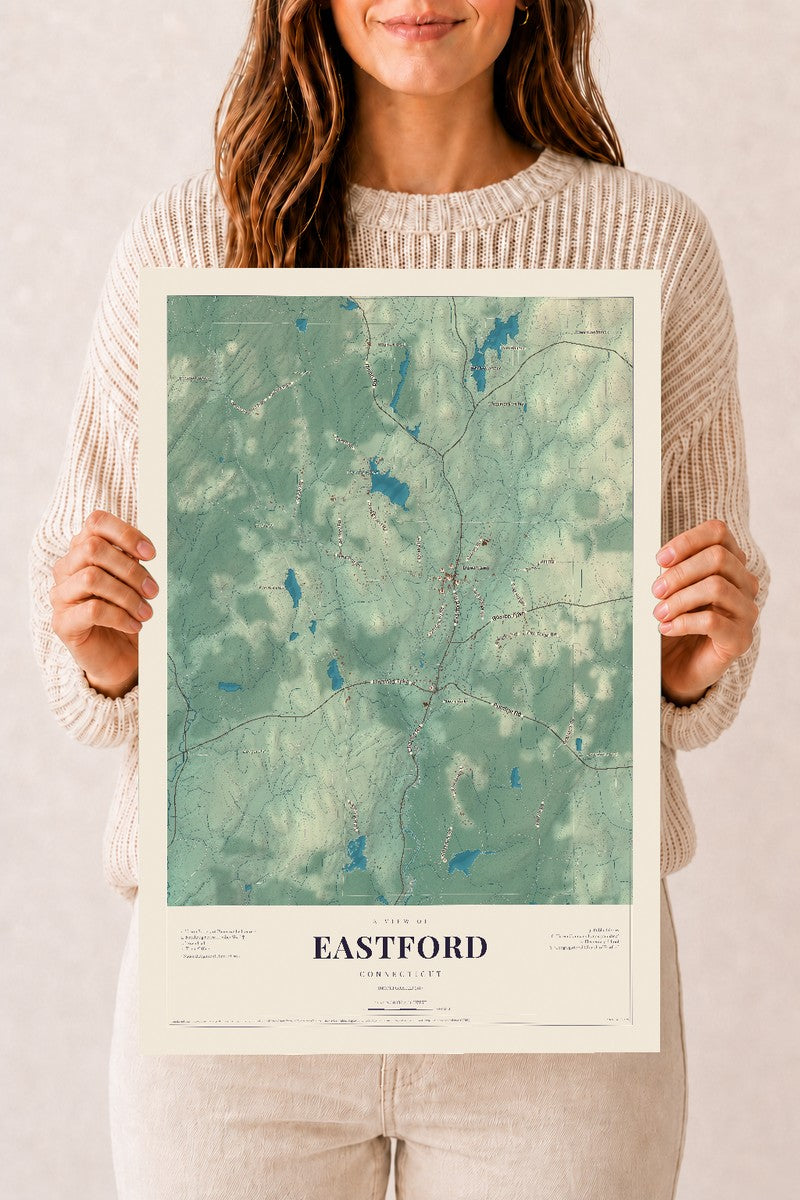 Eastford, Connecticut map print, 12" x 18", Archival Matte Print
