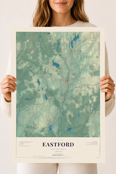 Eastford, Connecticut map print, 18" x 24", Archival Matte Print