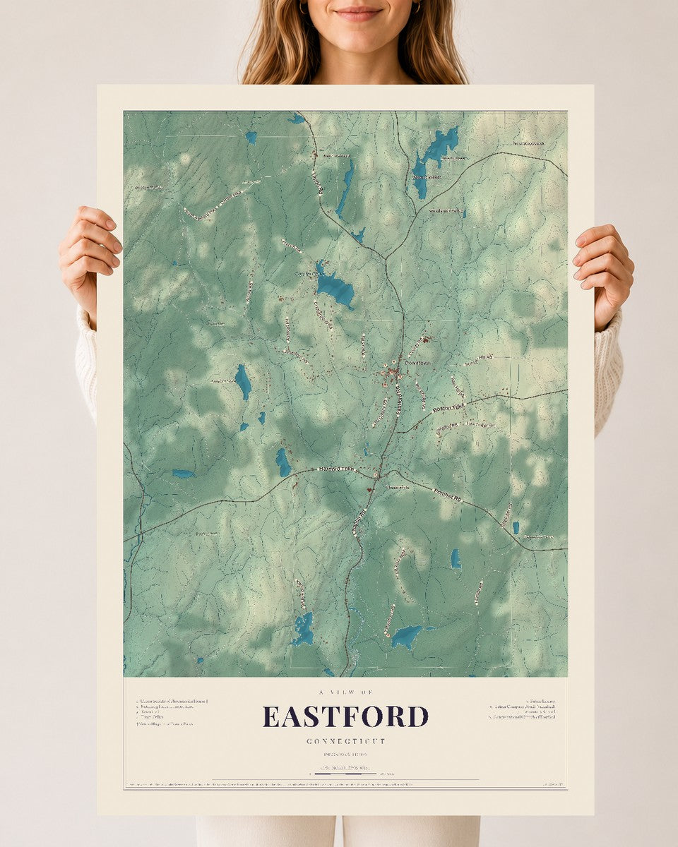 Eastford, Connecticut map print, 24" x 36", Archival Matte Print