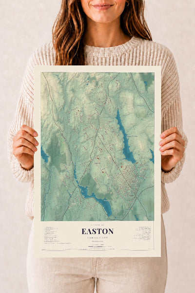 Easton, Connecticut map print, 12" x 18", Archival Matte Print
