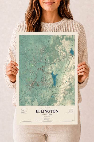 Ellington, Connecticut map print, 12" x 18", Archival Matte Print
