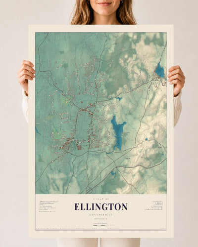 Ellington, Connecticut map print, 24" x 36", Archival Matte Print