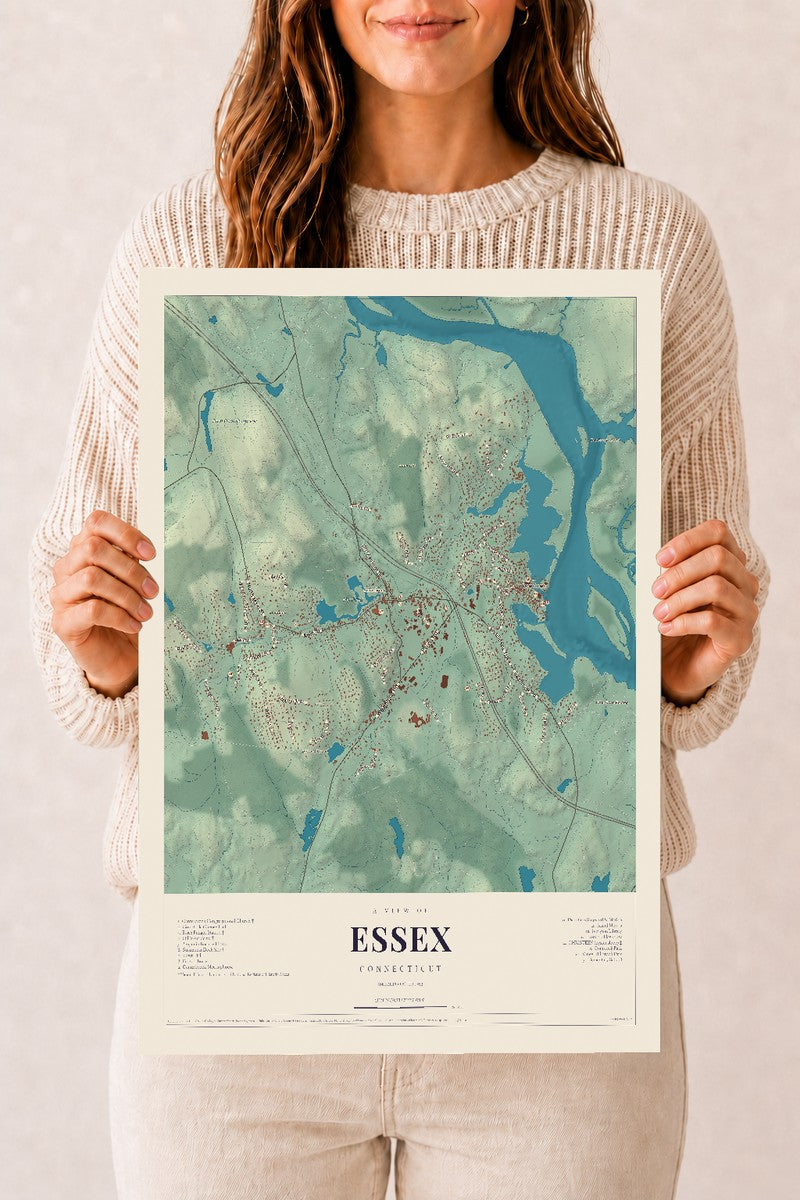 Essex, Connecticut map print, 12" x 18", Archival Matte Print