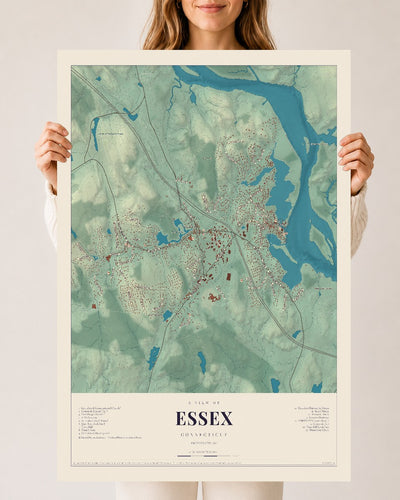 Essex, Connecticut map print, 24" x 36", Archival Matte Print