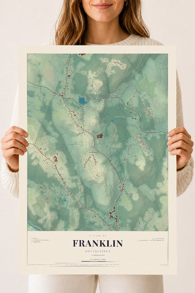 Franklin, Connecticut map print, 18" x 24", Archival Matte Print