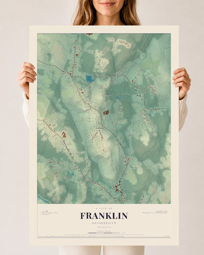 Franklin, Connecticut map print, 24" x 36", Archival Matte Print