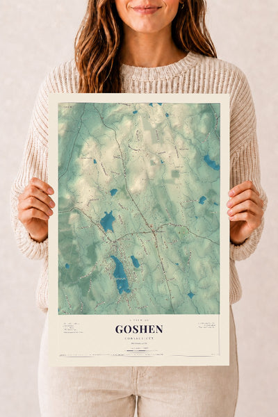 Goshen, Connecticut map print, 12" x 18", Archival Matte Print
