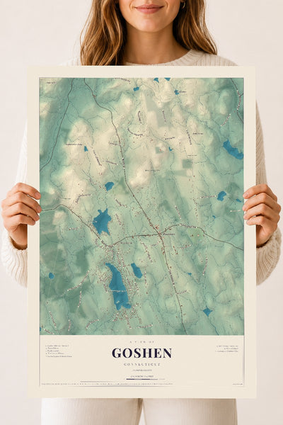 Goshen, Connecticut map print, 18" x 24", Archival Matte Print