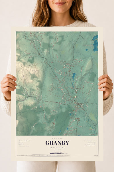 Granby, Connecticut map print, 18" x 24", Archival Matte Print