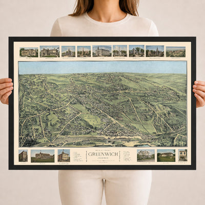 Vintage Map of Greenwich, Connecticut 1904