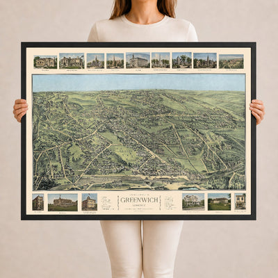 Vintage Map of Greenwich, Connecticut 1904