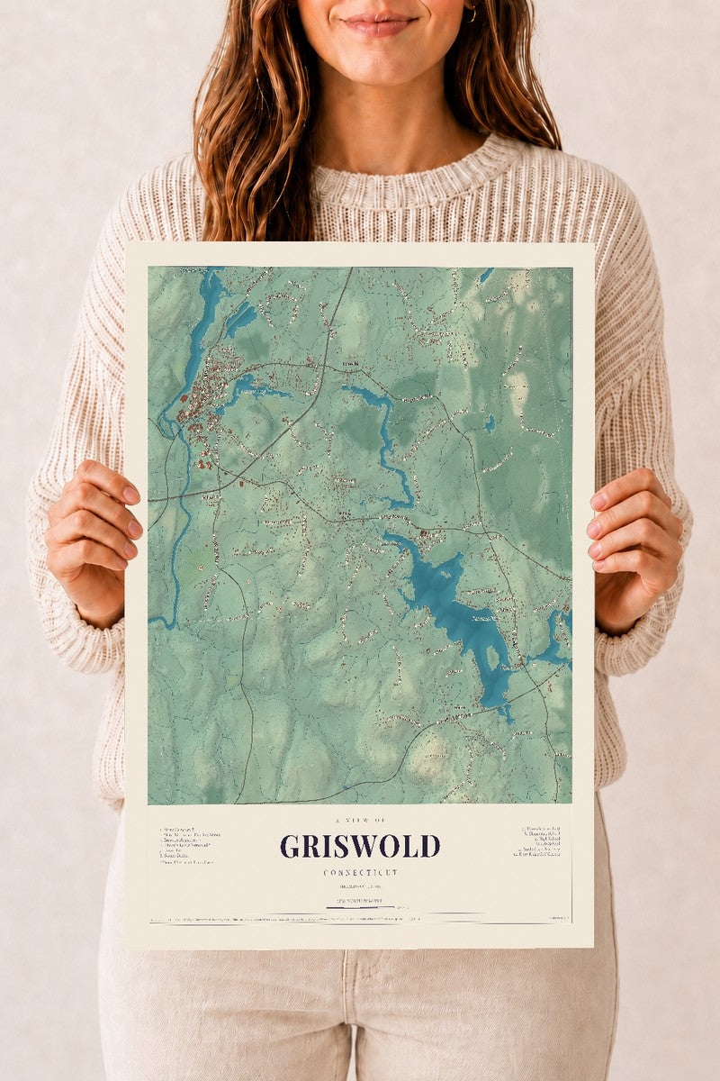 Griswold, Connecticut map print, 12" x 18", Archival Matte Print